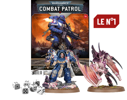 Le N°1 : Le fascicule + Le kit pour réaliser 1 Capitaine Space Marine + 1 Primat Tyranide + 6 dés + 1 tapis de jeu