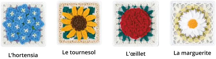 Les carrés 5 à 8 de votre plaid crochet en 3D